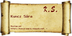 Kuncz Sára névjegykártya